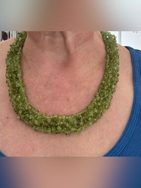 Green Peridot Cluster Necklace - Women Jewelry